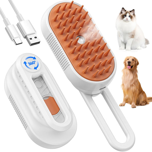 CoatGlo Steam Brush Porcelain White - steam grooming brush for cats and dogs