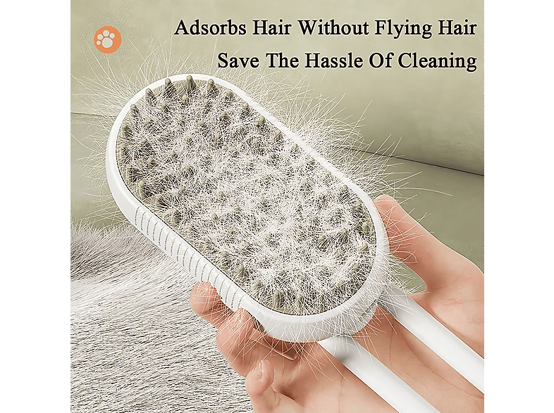 CoatGlo Steam Brush Porcelain White - foldable travel pet brush