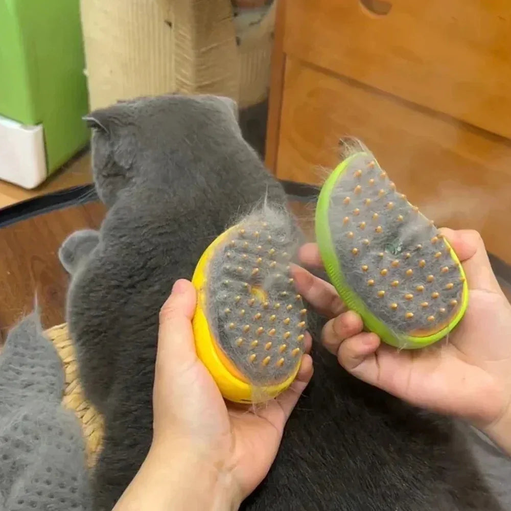 CoatGlo Mango Steam Brush - rechargeable pet grooming brush mango edition