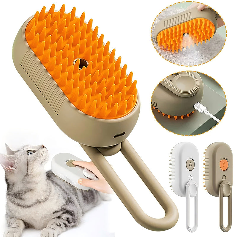 CoatGlo Steam Brush Milk Brown - steam brush for cats and dogs